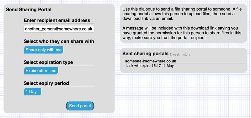 Sharing portal interface