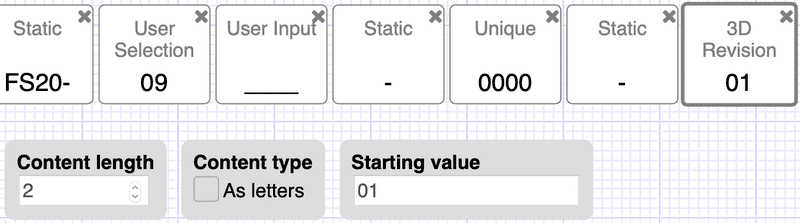 Options for the 3D revision design numbering segment