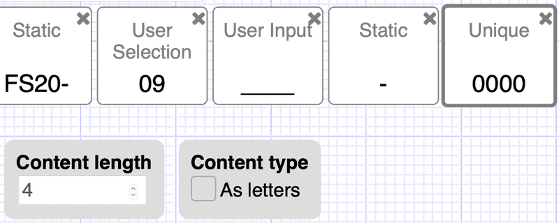 Options for the unique design numbering segment