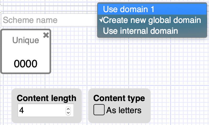 Domain selection for design number